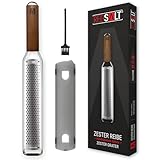 REDSALT® Premium Zester Edelstahl Reibe mit Holzgriff | rasiermesserscharfe Klinge | Küchenreibe...