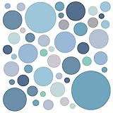 WandSticker4U®- 6 Bögen, 93 PUNKTE zum Kleben, pastell BLAU GRÜN TÜRKIS GRAU I Wandtattoo Punkte...