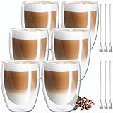 MULEVIP Latte Macchiato Gläser Doppelwandig (6 x 350ml) Doppelwandige Gläser,Doppelwandige...