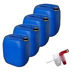 kanister-vertrieb® 4 Stück 30 L Kanister Wasserkanister Kunststoffkanister blau DIN61 + 1...