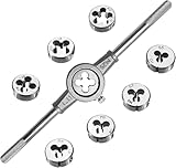 KEWAYO 8-teiliges Metrische Matrizen Set,Tragender Stahl Hand-Schraube Gewindeschneide...