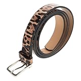Abaodam Damen Leopard Print Gürtel Schmaler PU Ledergürtel mit Metall Schnalle Modischer Western...