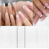 Xinjoduz 36 Blatt 1638 Stück French Nails Schablone Weiß Nagel Schablone French Nagel Stickers...