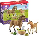 SCHLEICH Horse Club 42432 Sarahs Baby Pferde Set - Tierpflege Set mit Fohlen, Pferd und Welpe mit...