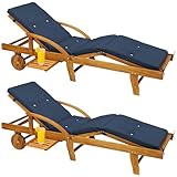 Casaria® Sonnenliege 2er Set Holz inkl. Auflage Blau 320kg Belastbar 2 Personen Klappbar...