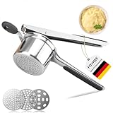 Moorstdel Kartoffelpresse Edelstahl,Kartoffelstampfer mit 3 Austauschbare Sieb,Spätzlepresse mit...