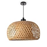 Paco Home Deckenlampe Bambus Hängeleuchte Boho Wohnzimmer Hängend Natur Korblampe Vintage E27...
