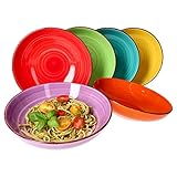 MamboCat 6er Set Uni bunt Pastateller Ø 23,5cm tiefe Nudelteller I Pastaschalen zum Servieren für...