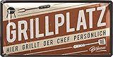 LANOLU Retro Blechschilder Grillen - GRILLPLATZ - BBQ Grill Retro Deko - Grillplatz Schild Garten -...
