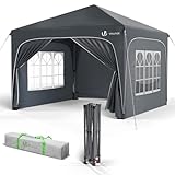 VOUNOT® Pavillon 3x3m mit 4 Seitenteilen & 4 Sandsäcke, Pop Up Faltpavillon, Wasserdicht, Faltbar...