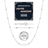 JANDY SHINE Ankerkette 925 Sterling Silber Damen Halskette mit Kugel Feine Schmuck 40cm Länge 1mm...