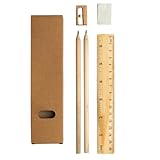 Chinchilla® Nachhaltiges Schreibtisch-Set aus Holz: Radiergummi, Bleistiftspitzer, Lineal &...