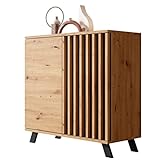 Newroom Kommode Wildeiche Anthrazit Sideboard Modern Vintage - 80x85x40 cm (BxHxT) - Highboard...