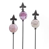 naninoa Metall Stecker Franz. Lilie. Set mit 3 Gartenstecker mit Keramik-Kugel. LILA, GRAU, ROSA. 80...