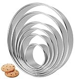 6 Stück Ausstechformen Rund, (15,5 cm|13,2 cm|11 cm|9 cm|7,7 cm|5,2 cm)Edelstahl Circle Cookie...