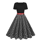 Odizli Rockabilly Kleider Damen Vintage Retro 50er Jahre Petticoat Kleid Audrey Hepburn Square Neck...