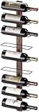B4Life Weinregal Wand für 9 Flaschen, Metall Schwarz & Holz Optik - Hängend zur Wandmontage,...