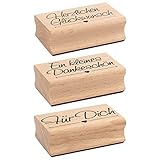 Ideen mit Herz Stempel-Set | 3 Holzstempel mit Sprüchen | je 6,5cm x 4cm x 2,2cm | ideal für...