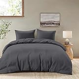 Dreamzie - Bettwäsche Set 155x220 cm mit 2 Kissenbezügen 80x80 cm Dunkelgrau - Bettbezug 155x220...
