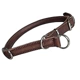 Rund & Weich - Zugstopp Hundehalsband Braun S - 45cm mit Verstellbarer Schnalle und eingearbeitetem...