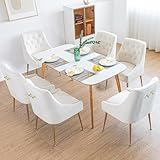 LONXIU Esszimmerstühle 6er Set, Samt Esszimmerstühle, Modern Küchenstuhl mit Metallbeinen, 13 cm...