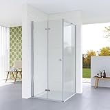 YAKE Rahmenlose Duschtür 70x90 cm, 5mm ESG-Sicherheitsglas mit Automatischer Heb-/Senk-Funktion,...