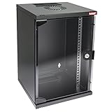 HMF 63409-02 Netzwerkschrank, Serverschrank 10 Zoll | 9 HE | 300 mm Tiefe | Voll montiert | Glastür...