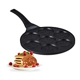 Relaxdays Pancake Pfanne mit Gesichtern, 7 Mulden, Ø je 8 cm, induktionsgeeignet, Aluminium,...