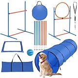 Hebitod Agility Set Hunde, 5-teiliges Set Agility-Ausrüstung für Hunde, Slalom, Agility Hürde,...