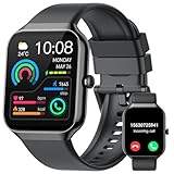 Smartwatch Damen Herren mit Telefonfunktion, 1.96' Fitnessuhr mit Herzfrequenz SpO2 Schlafmonitor...