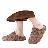 Viunychn Damen Hausschuhe offen Filz mit Fussbett plüsch, 2025 Hausschuhe Damen Winter Warme...