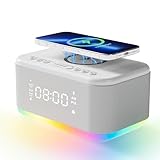 Fansbe Tech Wecker, Lautsprecher, kabelloses Ladegerät, digitaler Wecker, Schlafzimmer, Bluetooth,...