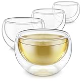 Teabloom Doppelwandige Tassen – Set mit 4 Isolierglasbechern für Tee, Kaffee, Espresso und mehr -...