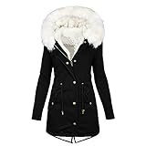 EMATOP angebot des tages Jacke Damen Winter Warme Fleecejacke Lang Baumwolle Steppjacke Gefüttert...