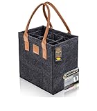 GOLDFALKE Flaschenträger für 6 Flaschen 1,5l EXTRA STABIL aus Filz – Flaschenkorb,...