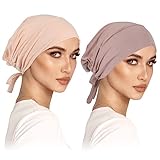 2er Pack Turban Damen Frauen Undercap Hijab Cap Unterschal Hijab Klassische Slouch Beanie Mütze...
