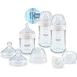NUK Nature Sense Glasflaschenset | 0–6 Monate | 3 Babyflaschen | 2 Trinksauger | Genius...