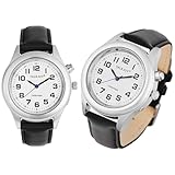 TalkJoy Leder Herren Kurdisch Sprechende Armbanduhr Silber Uhr Blindenuhr Zeitansage Kalender