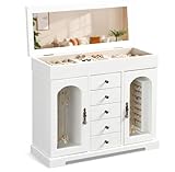 Emfogoo Schmuckkästchen für Damen, 6 Ebenen Rustic Aufbewahrungsbox, Groß Holz...