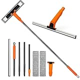 JEHONN Fensterputzer mit Teleskopstiel 152CM, 2 in 1 Professioneller Fensterwischer Set mit 2...