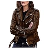 Generisch Lederjacken Für Damen, Kunstlederjacke Schwarz Lederimitat Jacke Lederjacke Motorrad...