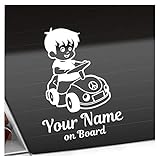 Kiwistar - Babyaufkleber - Weiß - Junge Auto Sticker - mit Wunschtext individuell personalisiert +...