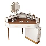 Moderner großer Eck-Make-up-Schreibtisch mit drehbarem Spiegel, Aufbewahrungsschrank und...