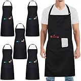 umboom 5 Stück Schwarze Kochschürzen, Verstellbar Gastronomie Schürze mit 3 Taschen für Damen...