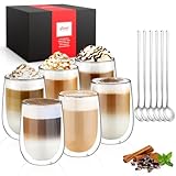 glastal 350ml Doppelwandige Latte Macchiato Gläser Set Borosilikatglas Kaffeetassen Glas 6er Set...