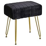 IBUYKE Velvet Rechteckiger Fußstützenstuhl Ottoman, Make-up Eitelkeits Hocker Beistelltisch, Samt...