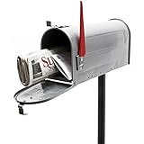 Wiltec Set US Mailbox Silbergrau 180 x 220 x 480 mm, amerikanischer Briefkasten mit Fahne,...