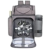 Hap Tim Picknickkorb für 2, 2 Personen Picknickrucksack mit Weinhalter, Fleecedecke, Besteck-Set,...