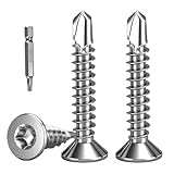 FandWay 100 Stück Torx Bohrschrauben,M4,2x38mm Senkkopf Selbstbohrende Schrauben,Flachkopf...