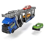Dickie Toys 203745008 Car Carrier, Autotransporter für 3 Autos, inkl. 3 Spielzeugautos, 2...